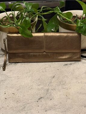 Alfani Metallic Bronze Foldover Clutch Wristlet Evening Bag Wedding Party Purse